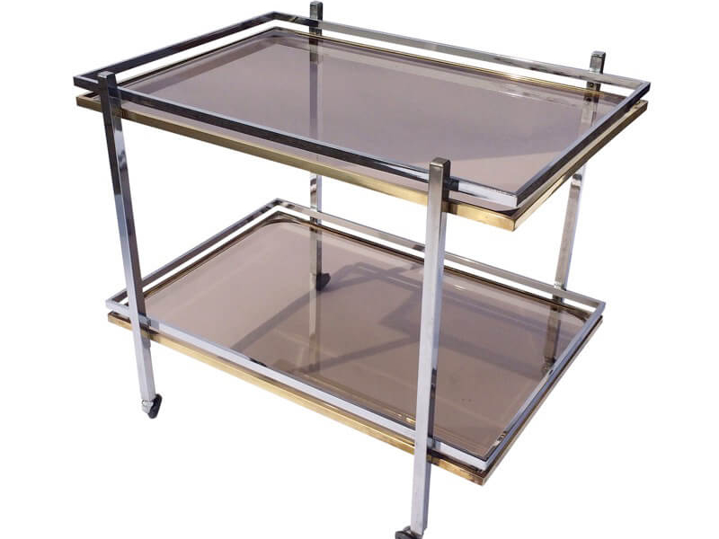 Italian Bar Cart in Chrome and Brass