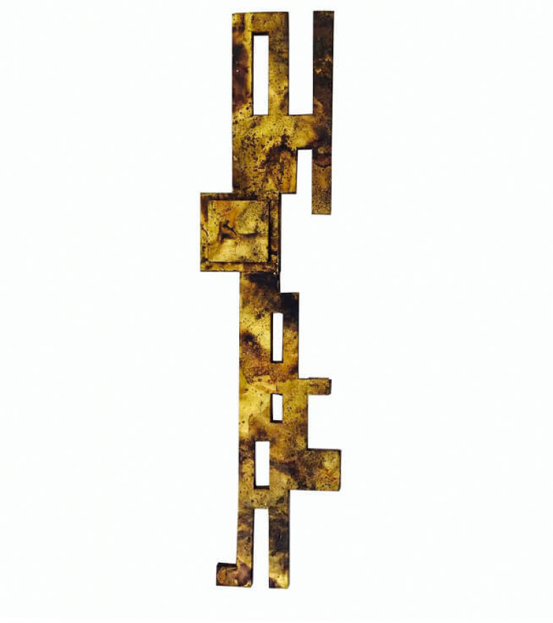 Mid Century Abstract Brass Foil Wall Sculpture