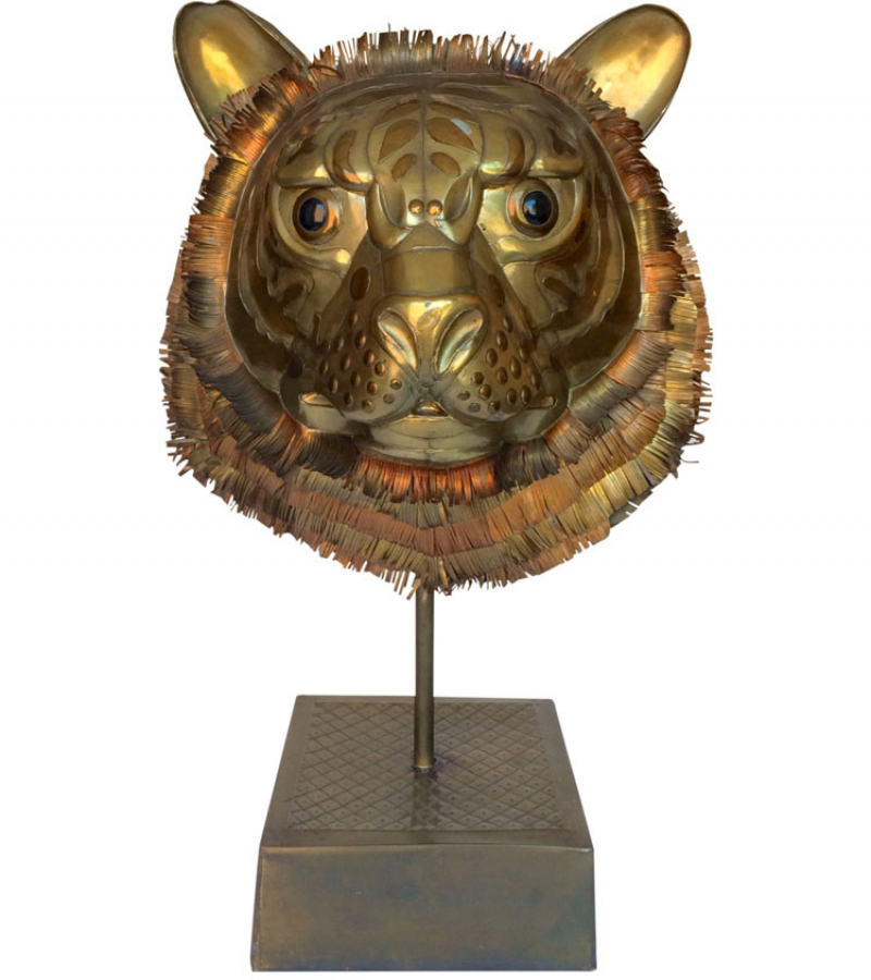 Sergio Bustamante Lifesize Tiger Bust Sculpture