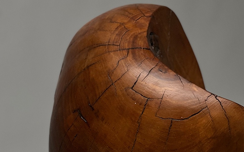 Abstract solid elm sculpture 1970s