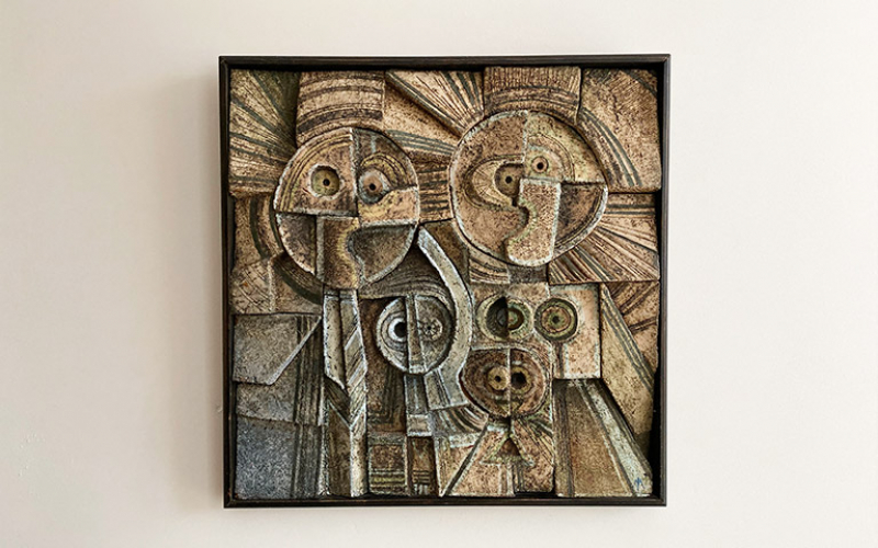 Brutalist Cubist Ceramic Wall Relief