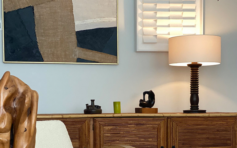 Charles Dudouyt Oak Table Lamp