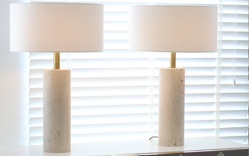 Pair of Travertine Table Lamps by Up&Up