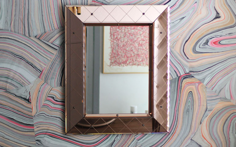 Pink Crystal Mirror by Fontana Arte