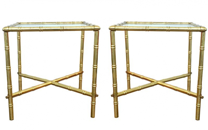 Brass Faux Bamboo Side Tables